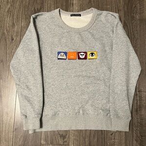 Acne Grey Crewneck Sweater with Icon Patch